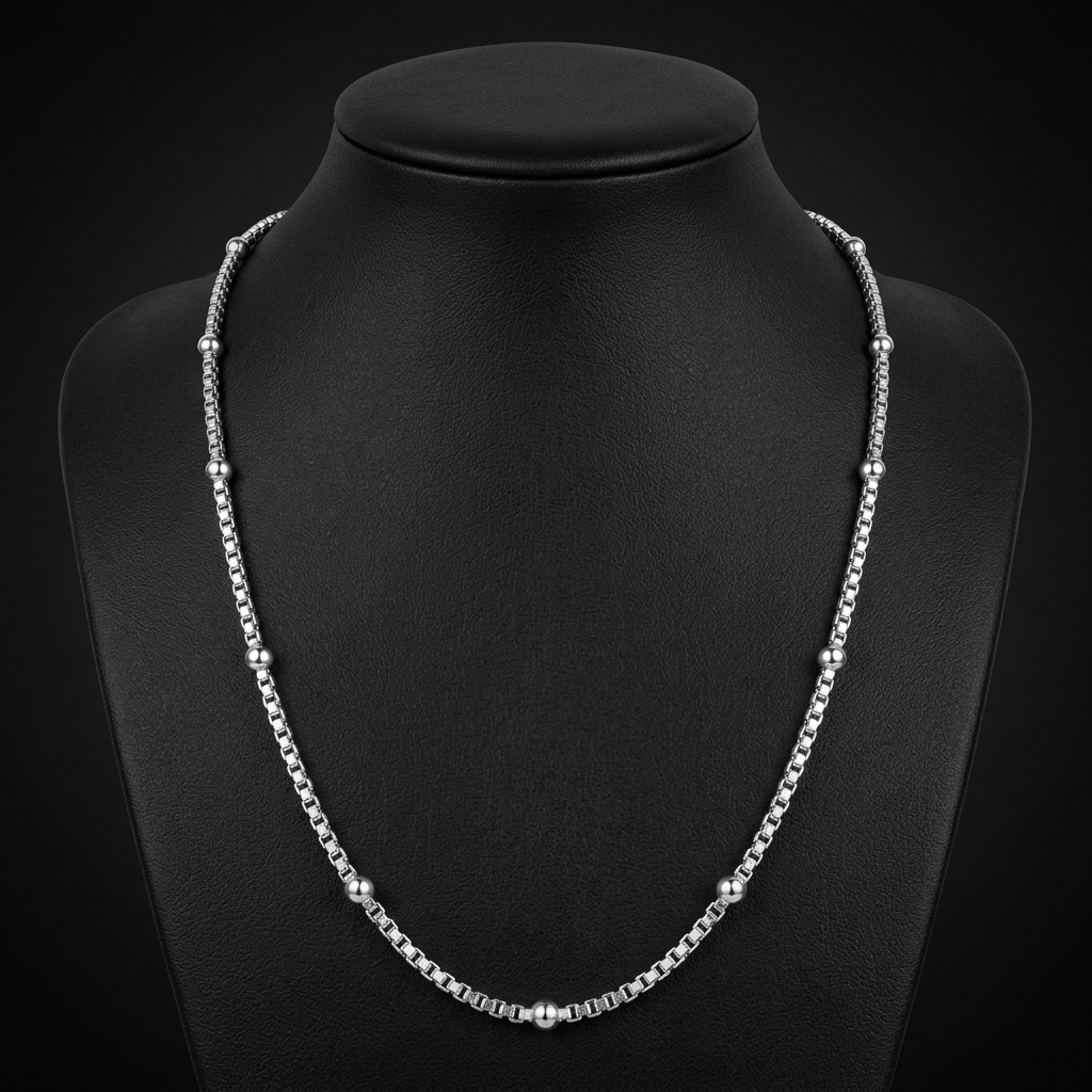 Silvme box link chain in solid 925 sterling silver, approx. 4.68 g, sterling clasp and findings
