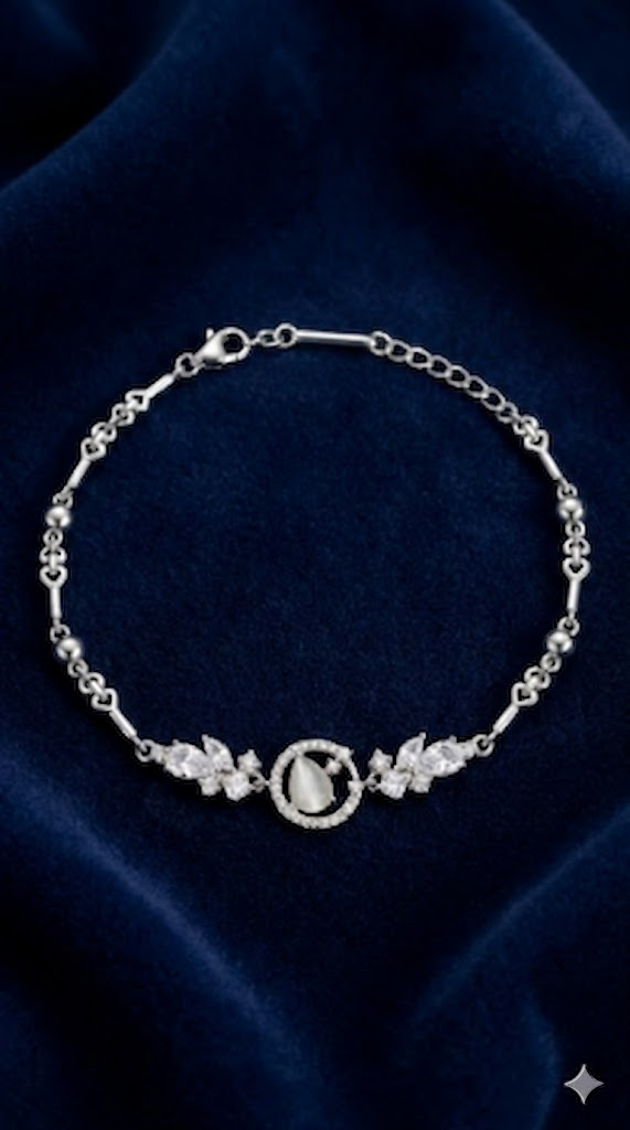 Silvme Floral Cubic Zirconia Bracelet in 925 sterling silver, jewellery for women, ideal as an anniversary gift