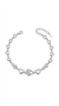 Silvme Heart Link Charm Bracelet in 925 sterling silver, jewellery for women, luxury silver design