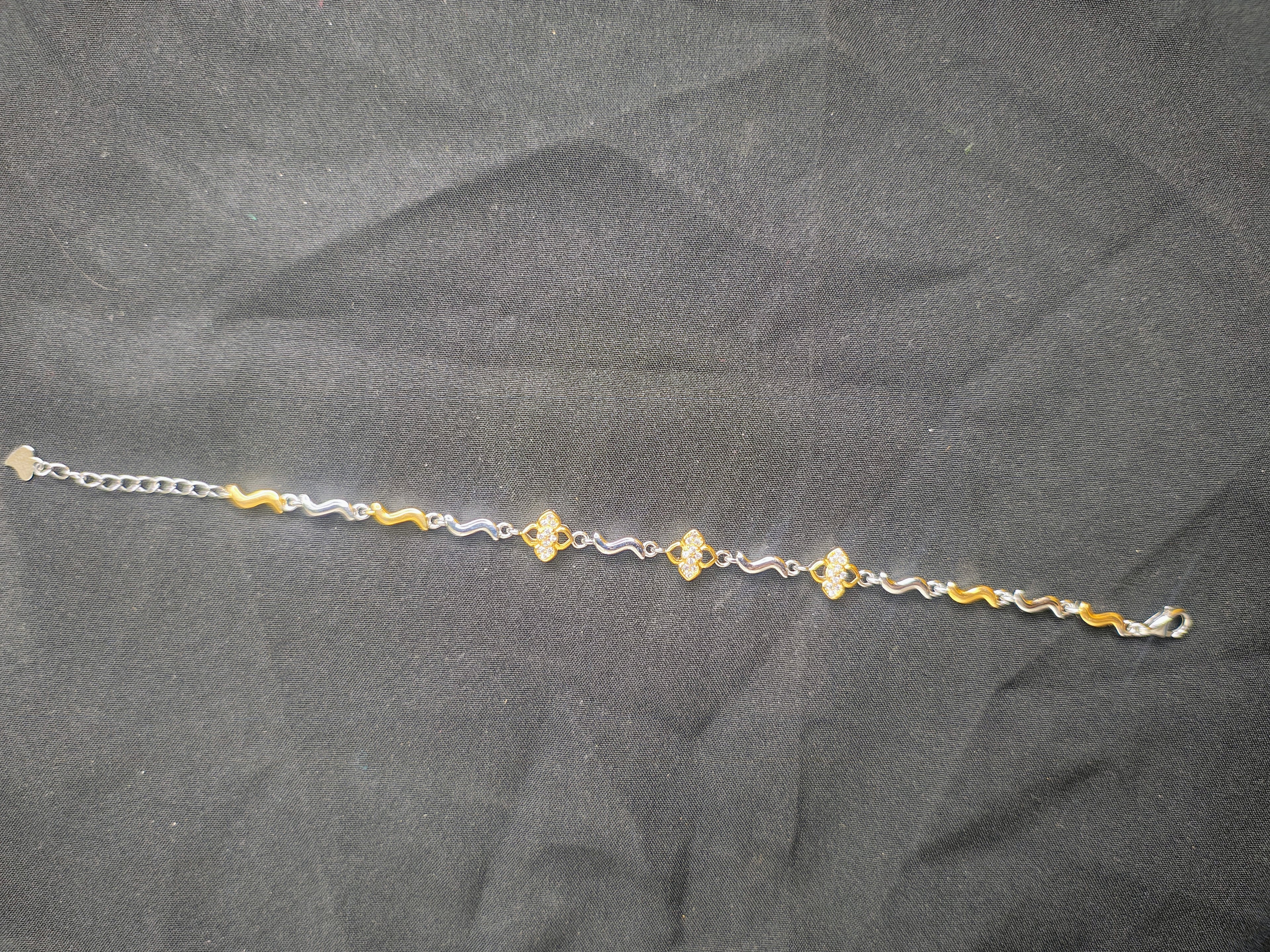 Silver double ring chain bracelet lifestyle women