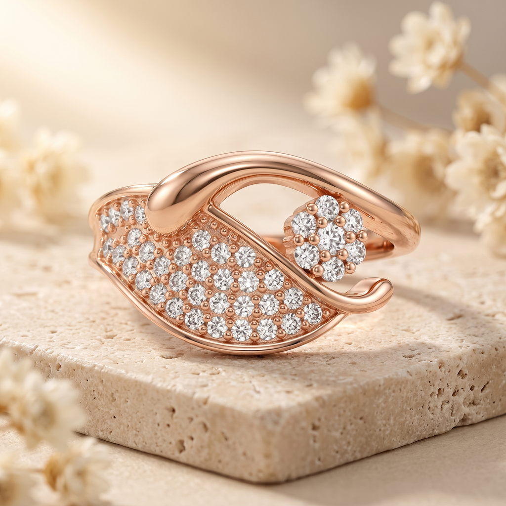 Silvme Leaf Design Ring featuring hallmarked 925 purity, 925 sterling silver jewellery, minimal modern styling