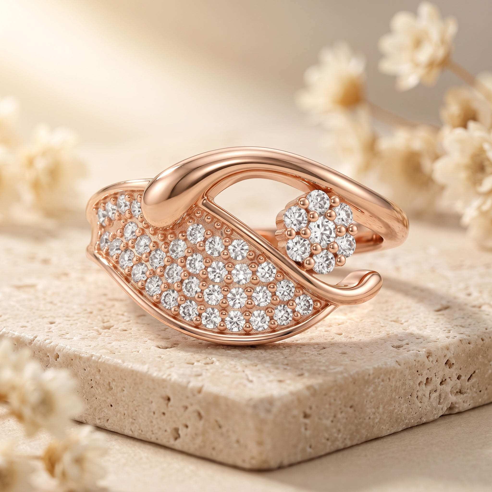 Silvme Leaf Design Ring featuring hallmarked 925 purity, 925 sterling silver jewellery, minimal modern styling