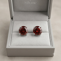 Red Round Solitaire Stud Earrings, additional product view 7