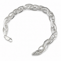 Silvme 925 sterling silver interlocked twist link bracelet for men curved on a white background