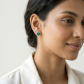 Green Four-Petal Floral Stud Earrings, additional product view 5