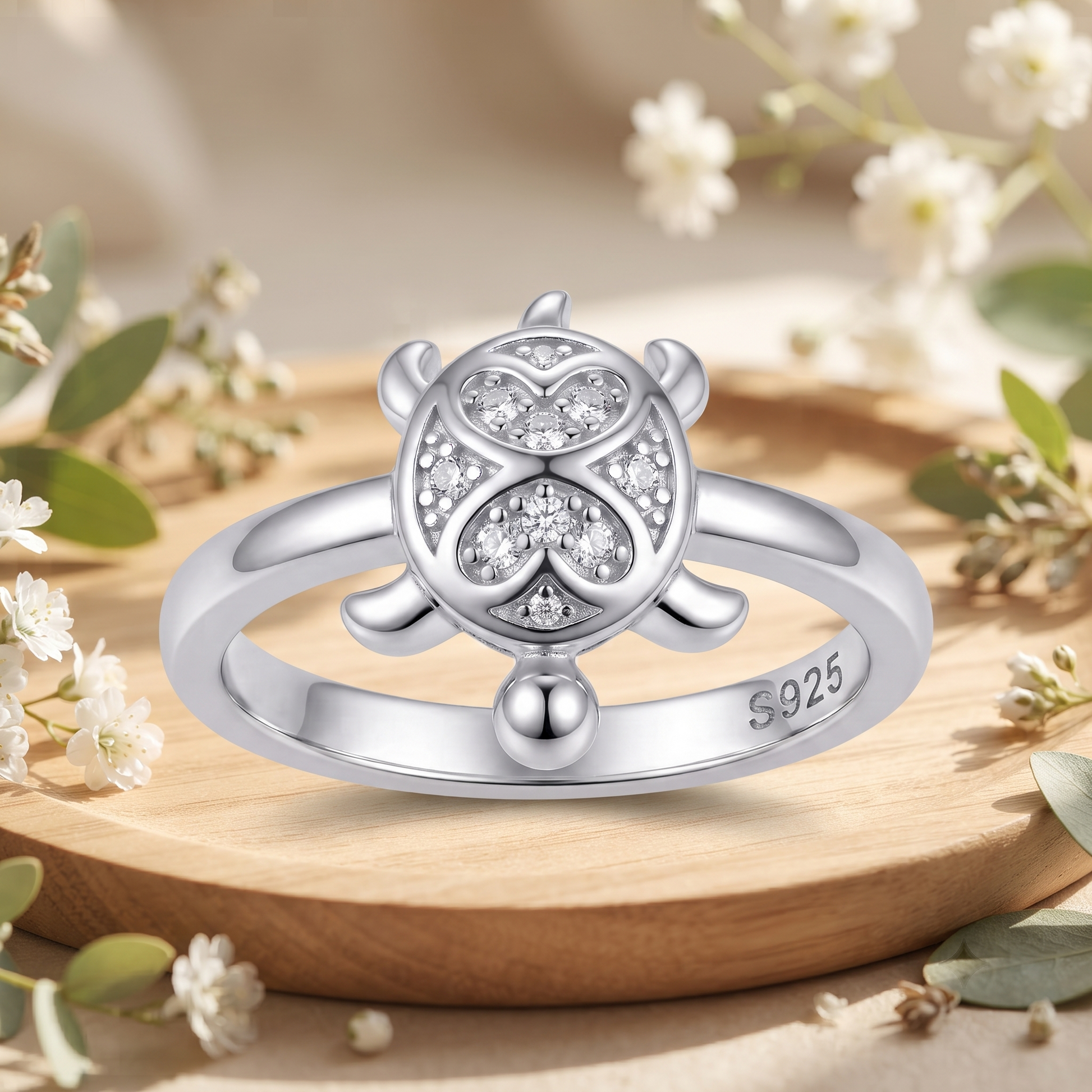 925 silver petal shell turtle ring for women - thoughtful gift for wife, girlfriend, sister or best friend