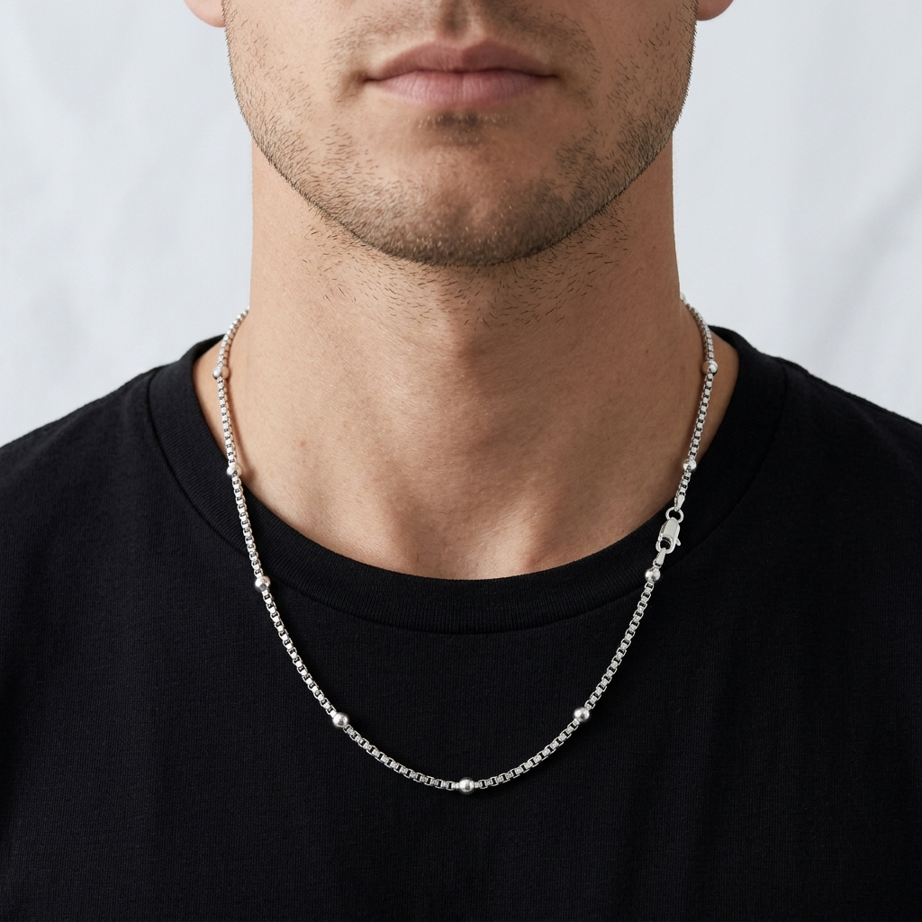 925 silver box link chain for women and men from Silvme, around 4.68 g on the scale