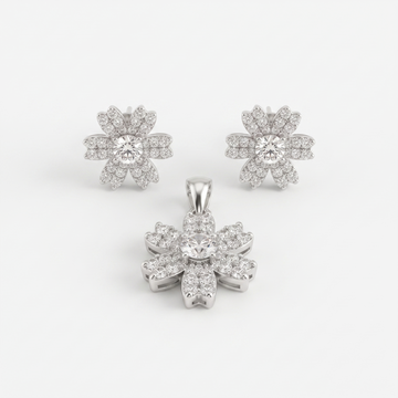 Blossom Flower 925 sterling silver pendant and stud earrings jewellery set with cubic zirconia by Silvme â€” lifestyle gift image