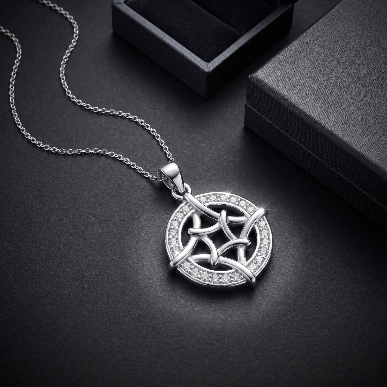 Detailed infinity pendant styling on the Silvme Infinity Pendant Necklace Couple Love Gift in polished 925 silver