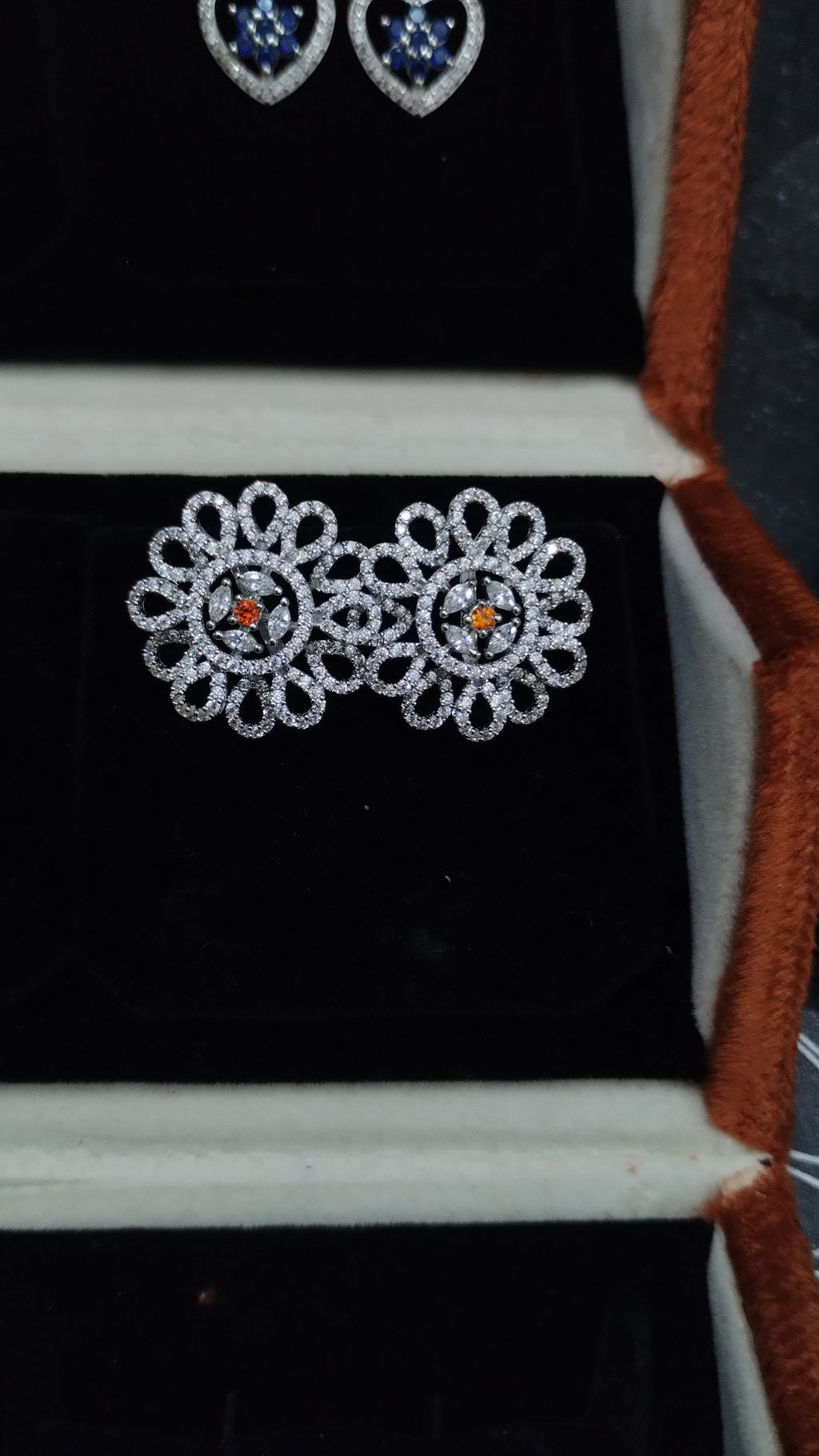 Silvme Pure 925 Sterling Silver Petal Lattice CZ Coral Accent Stud Earrings — View 3