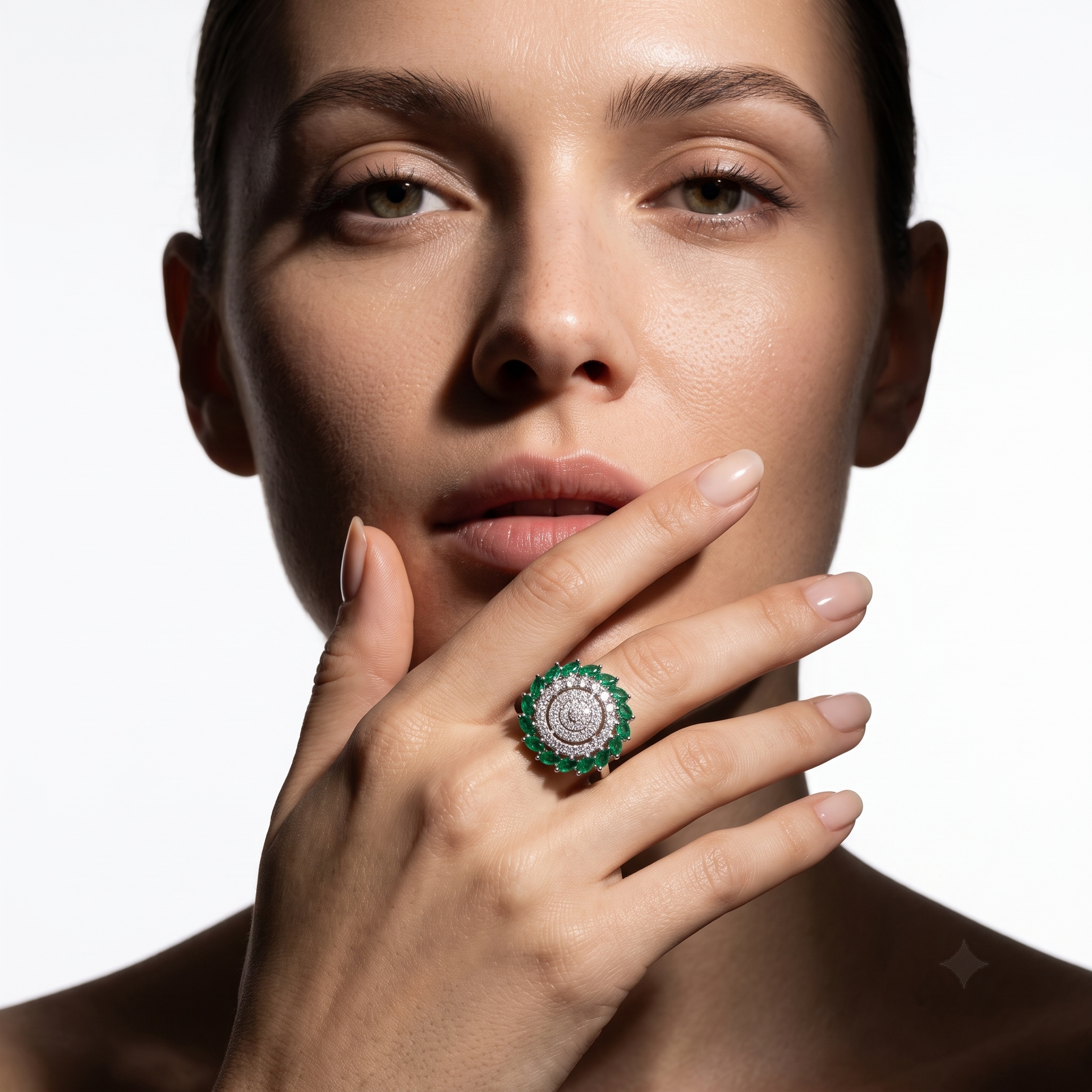 Silvme Statement Cocktail 925 sterling silver ring for women — top view