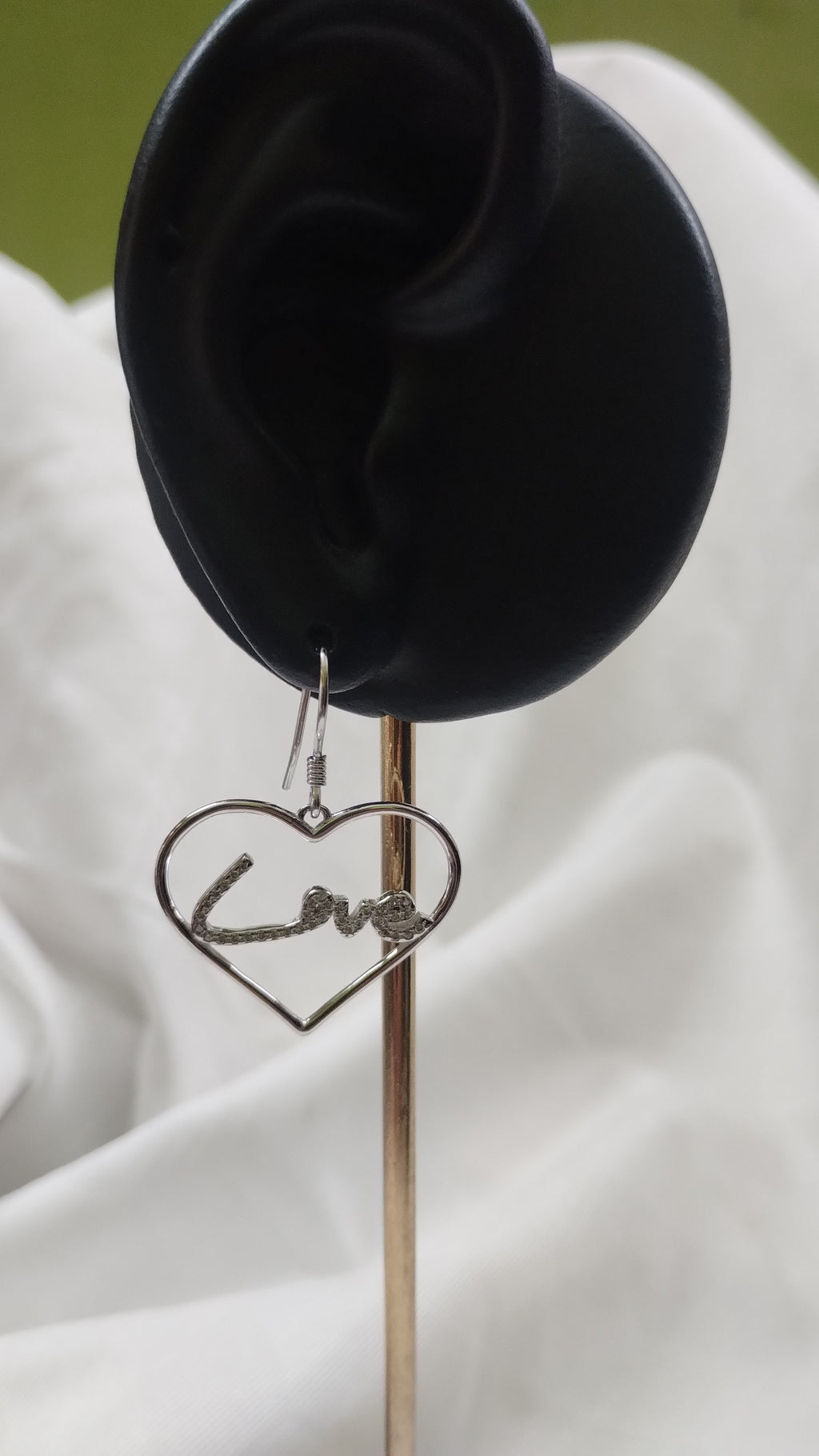 Silvme Pure 925 Sterling Silver Love Script Heart Drop Earrings — View 4