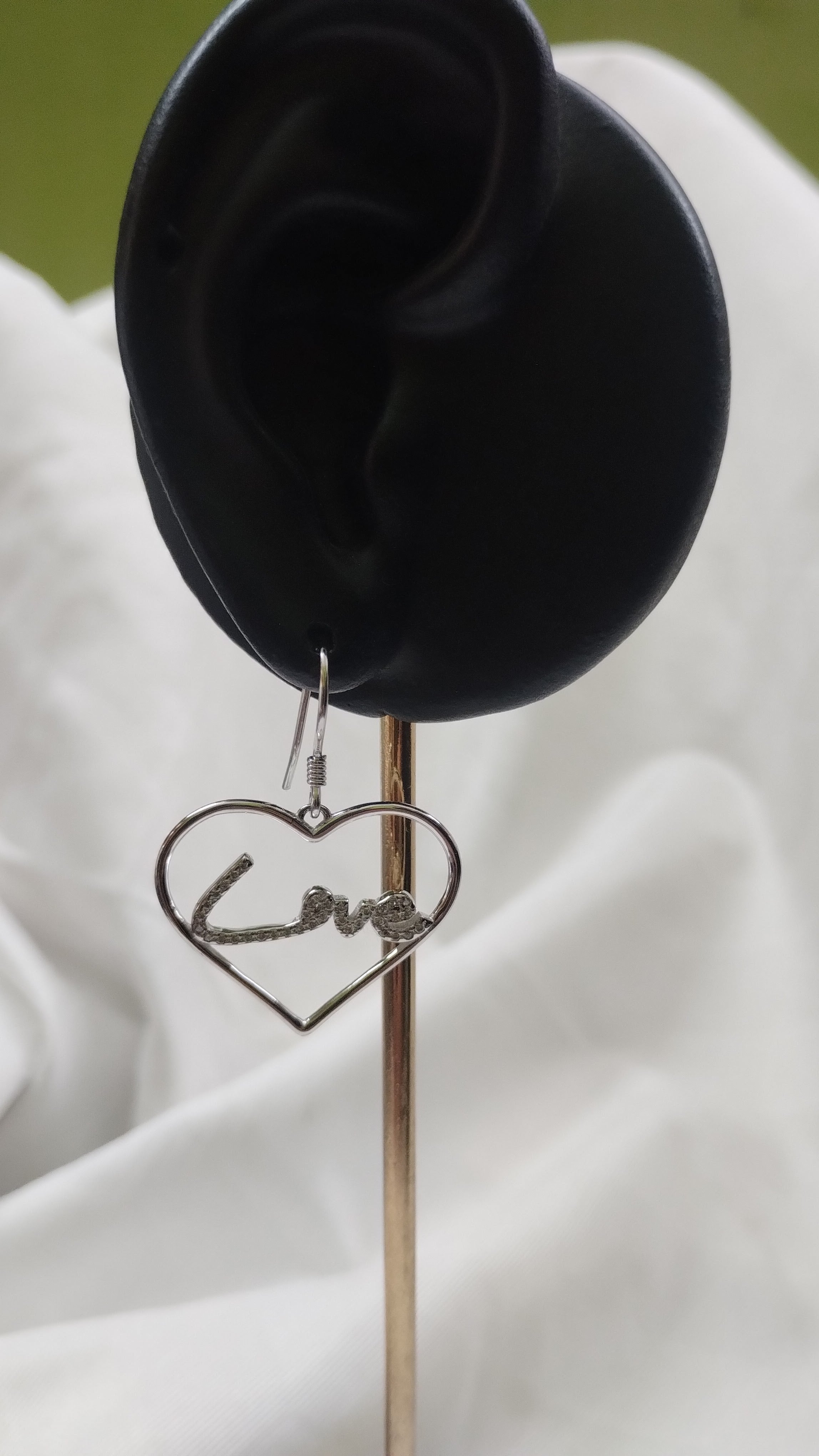 Silvme Pure 925 Sterling Silver Love Script Heart Drop Earrings — View 4