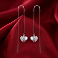 Split Heart Pave Stone-Set Threader Earrings, additional product view 9