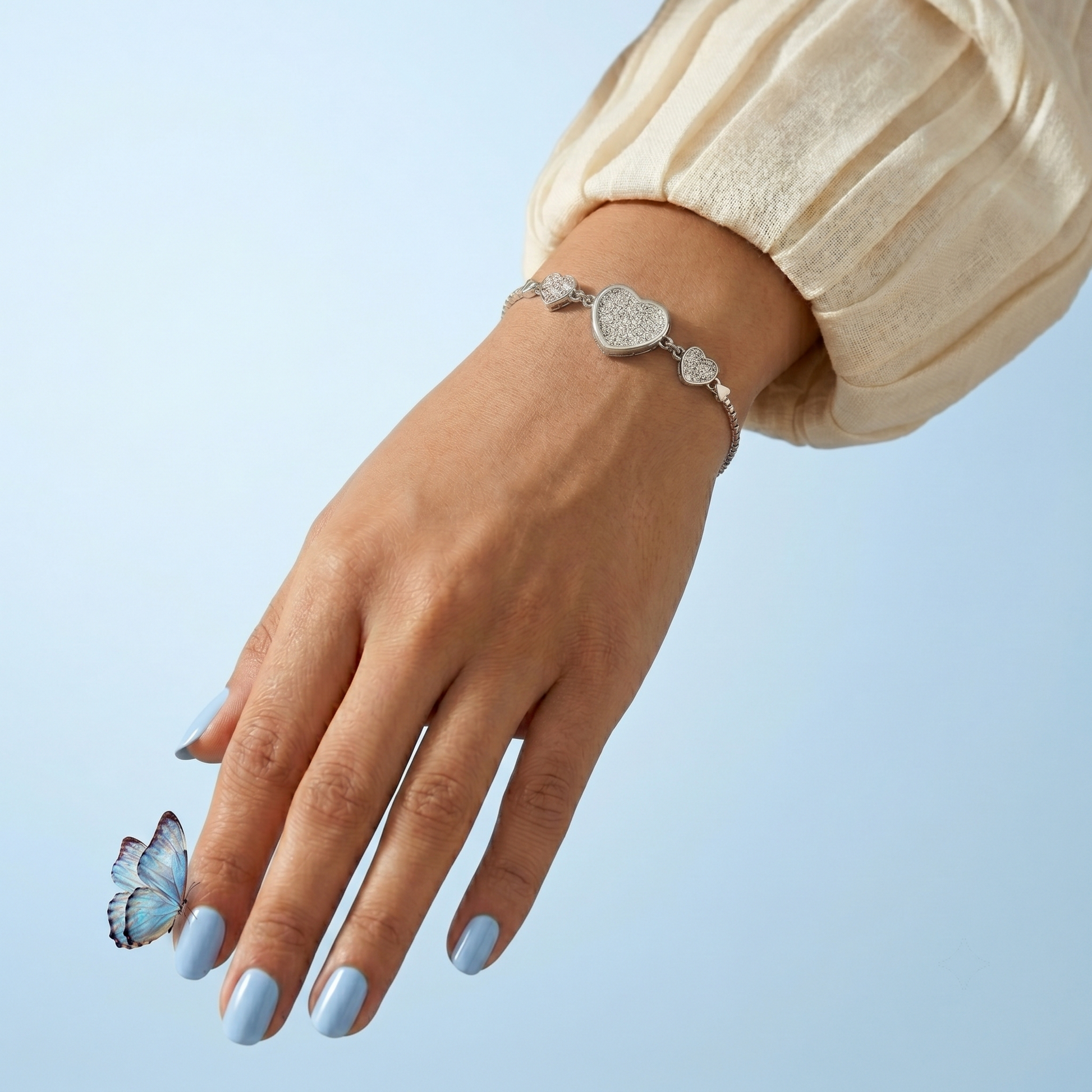 Silvme Geometric Link Bracelet in 925 sterling silver – Modern Designer Hexagon Bracelet, luxury silver design