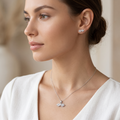 Silvme 925 silver twisted infinity pendant and stud earrings with cubic zirconia, styled product image