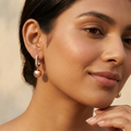 Rose Gold Channel Huggie Ball Drop Earrings, additional product view 6