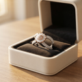 Two-tone floral halo statement ring for women in genuine 92.5% pure 925 sterling silver with a high-polish finish