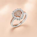 Silvme Diamond Halo with cubic zirconia 925 sterling silver halo ring for women, silver-tone, silver ring for women online, shop silver rings, angled side view
