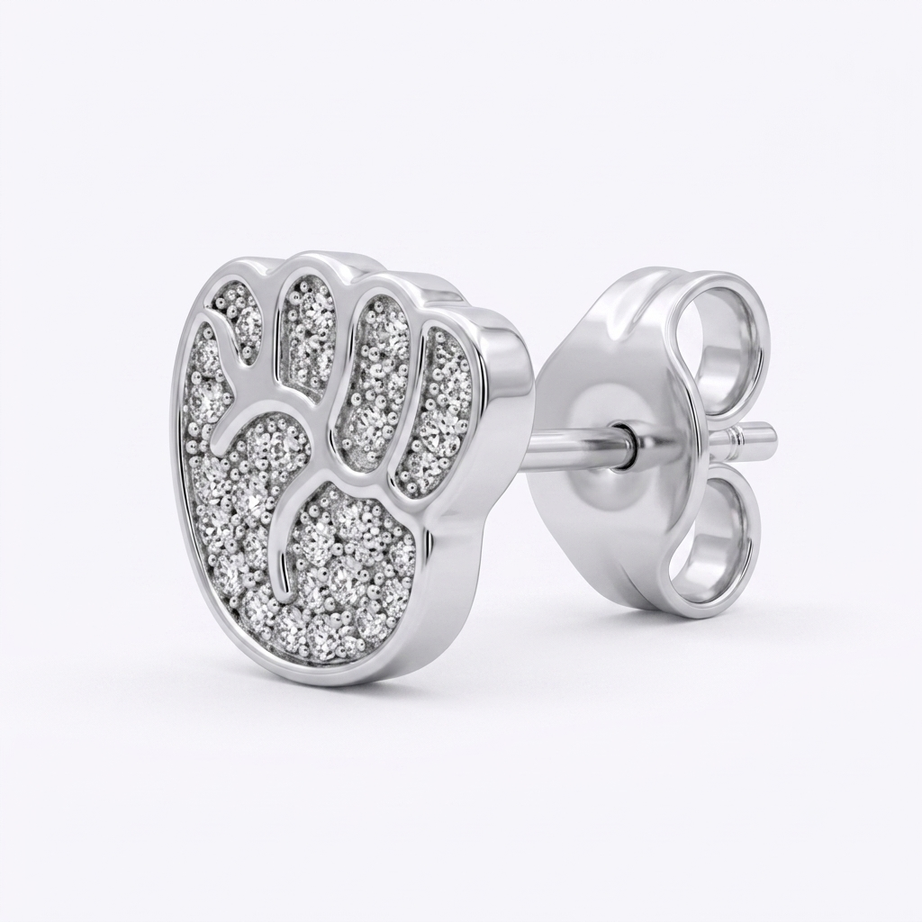 Footprint Stone-Set Stud Earrings, close-up detail
