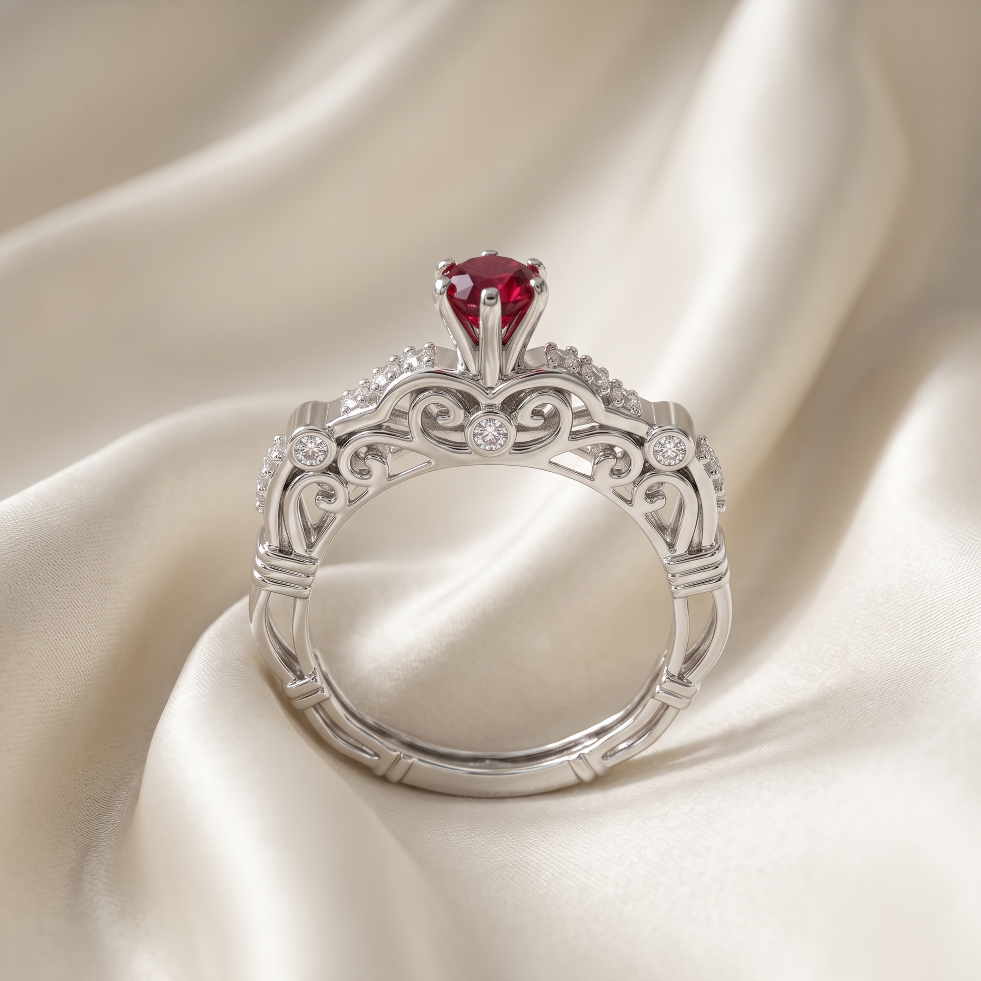 Silvme Heart Design 925 sterling silver ring for women — top view