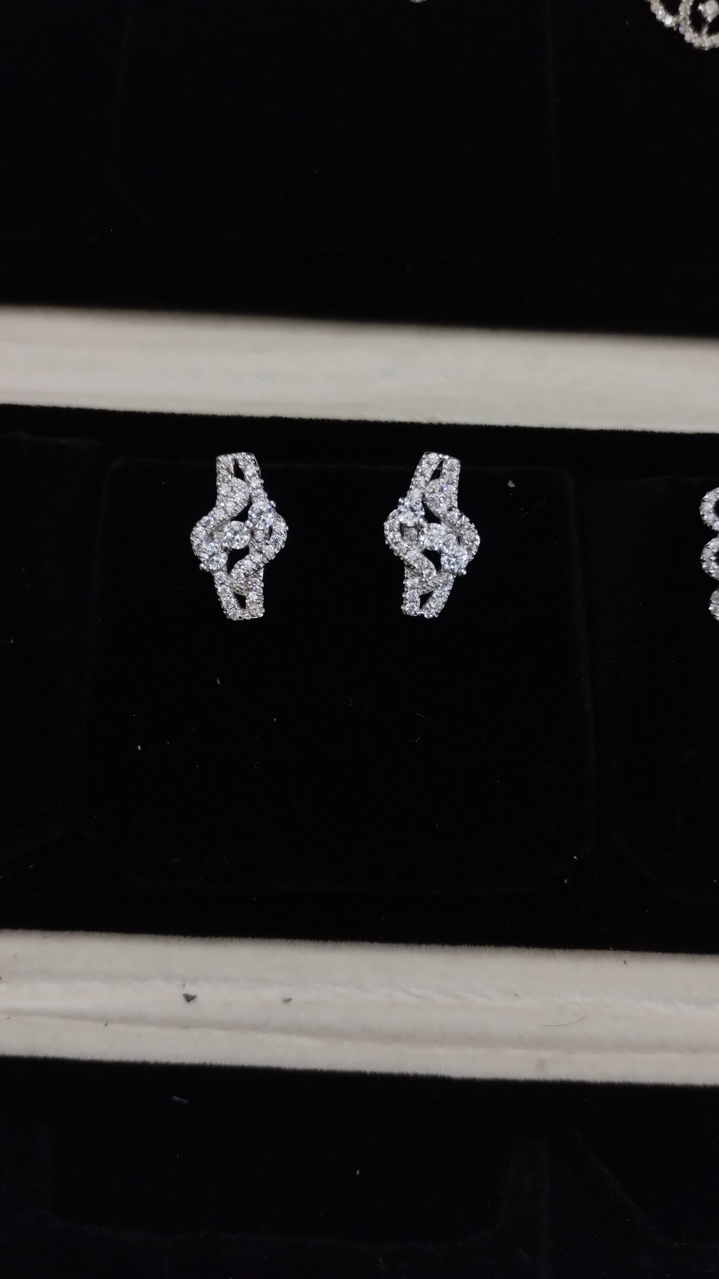 Silvme Pure 925 Sterling Silver Three Stone CZ Bypass Stud Earrings — View 2