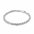 Silvme 925 sterling silver twisted rope chain bracelet for men shaped into an oval on a white background
