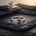 Sterling silver pink oval stone pave ring for women for Valentine's Day, anniversary and proposal gifting