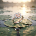 Silvme Cushion Halo with cubic zirconia 925 sterling silver halo ring for women, two-tone rose gold and silver, silver ring latest design, heart ring silver, on-hand styling view