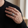 Pave turtle ring for women in solid 925 sterling silver with a smooth, high-polish finish