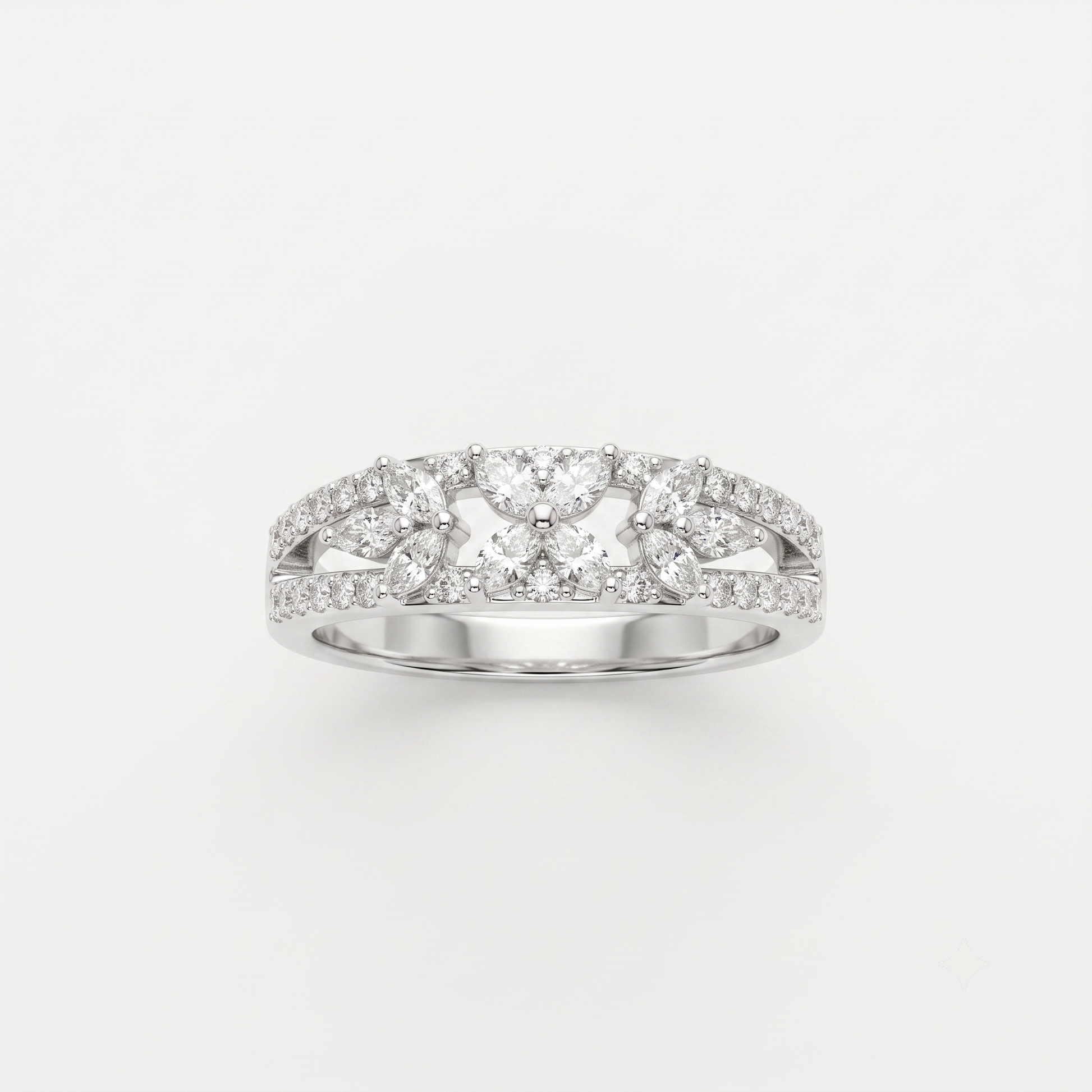Silvme Brilliant Facet Sparkle 925 sterling silver ring for women — front view on white background