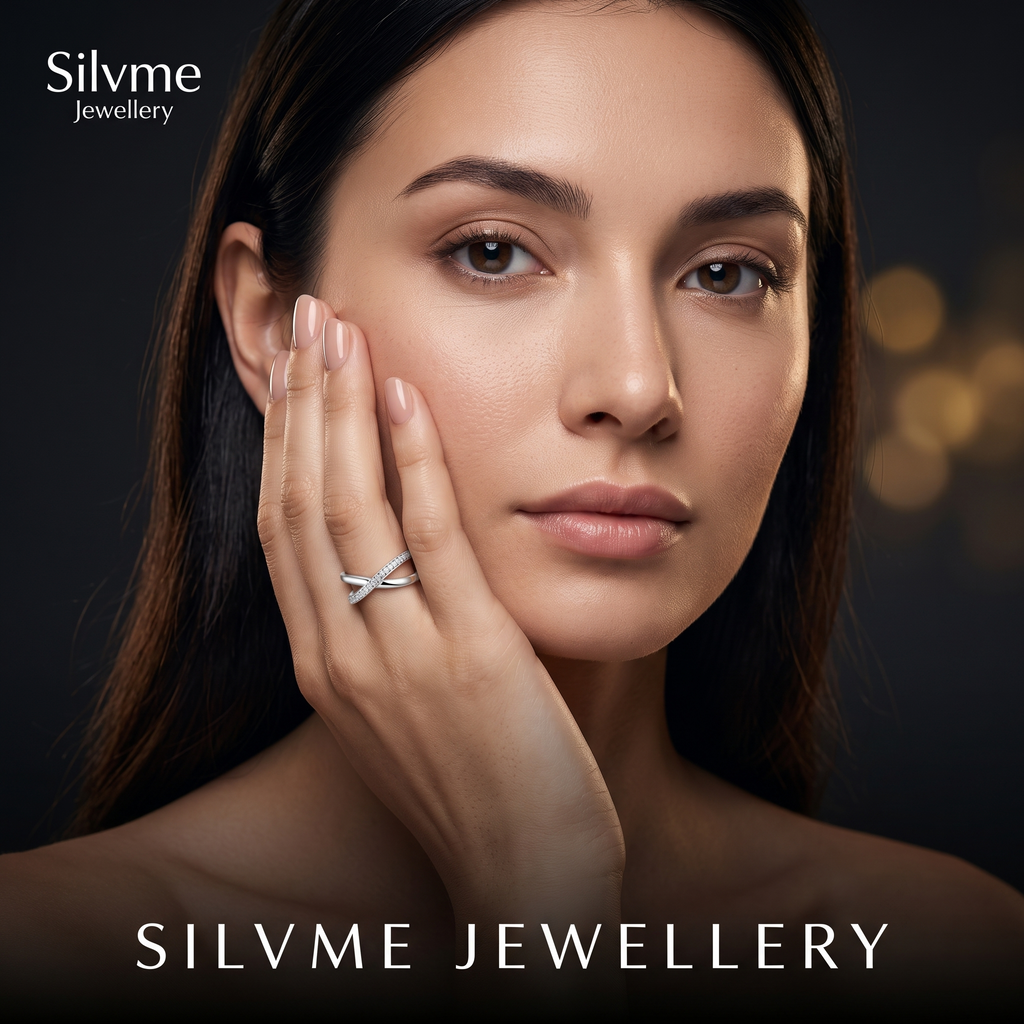 Silvme Solitaire-Style Ring in 925 sterling silver, styled for Diwali festive wear for women