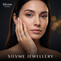Silvme Solitaire-Style 925 sterling silver ring for women — top view