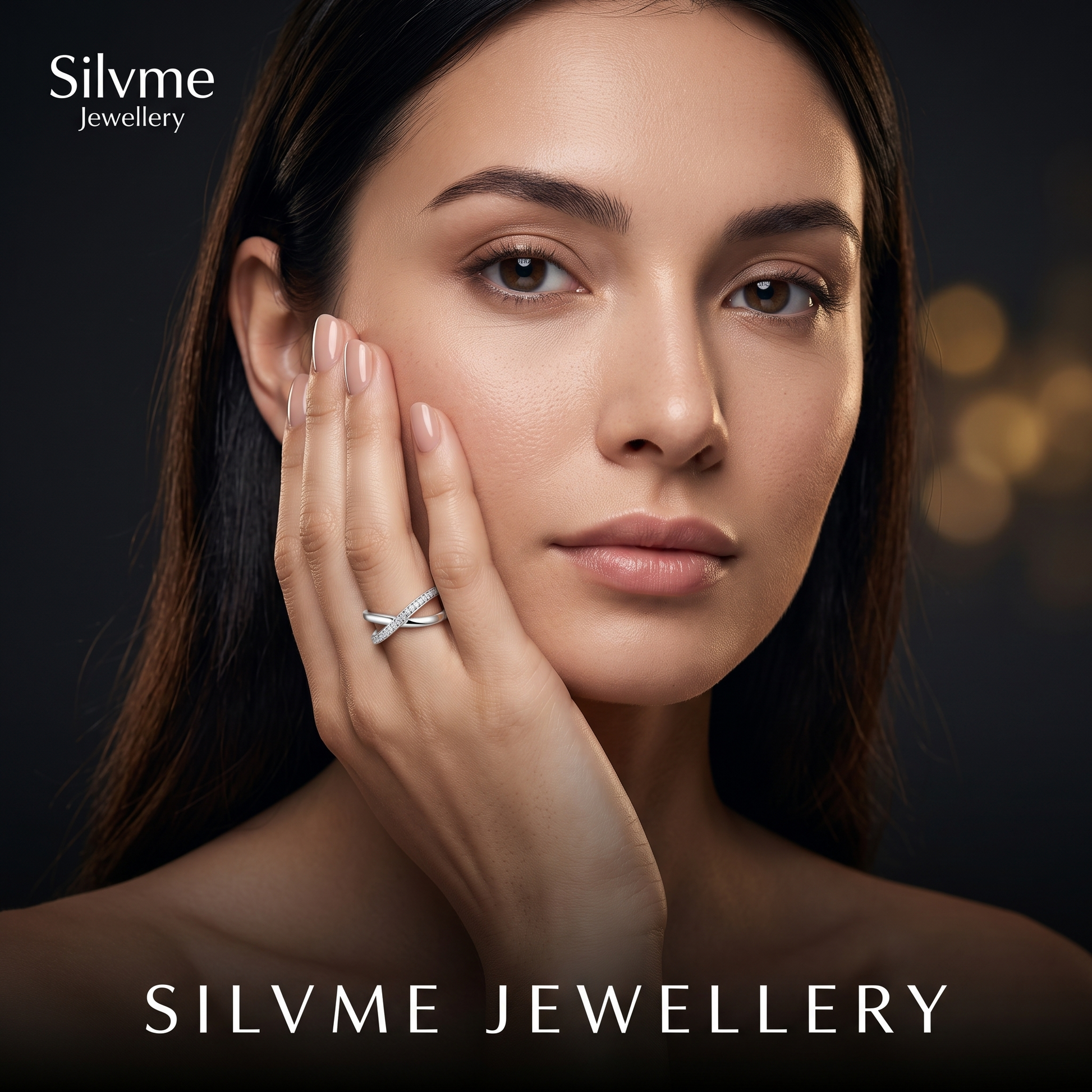 Silvme Solitaire-Style 925 sterling silver ring for women — top view
