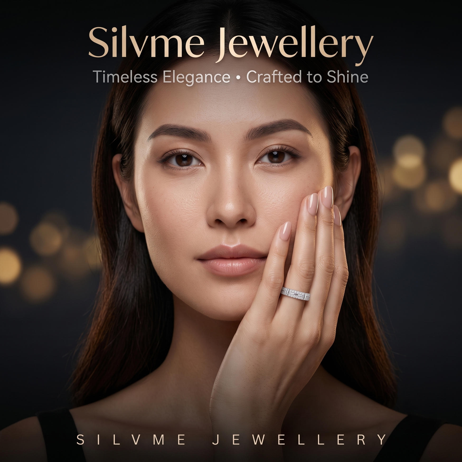 Silvme Criss-Cross Lattice 925 sterling silver ring for women — angled view