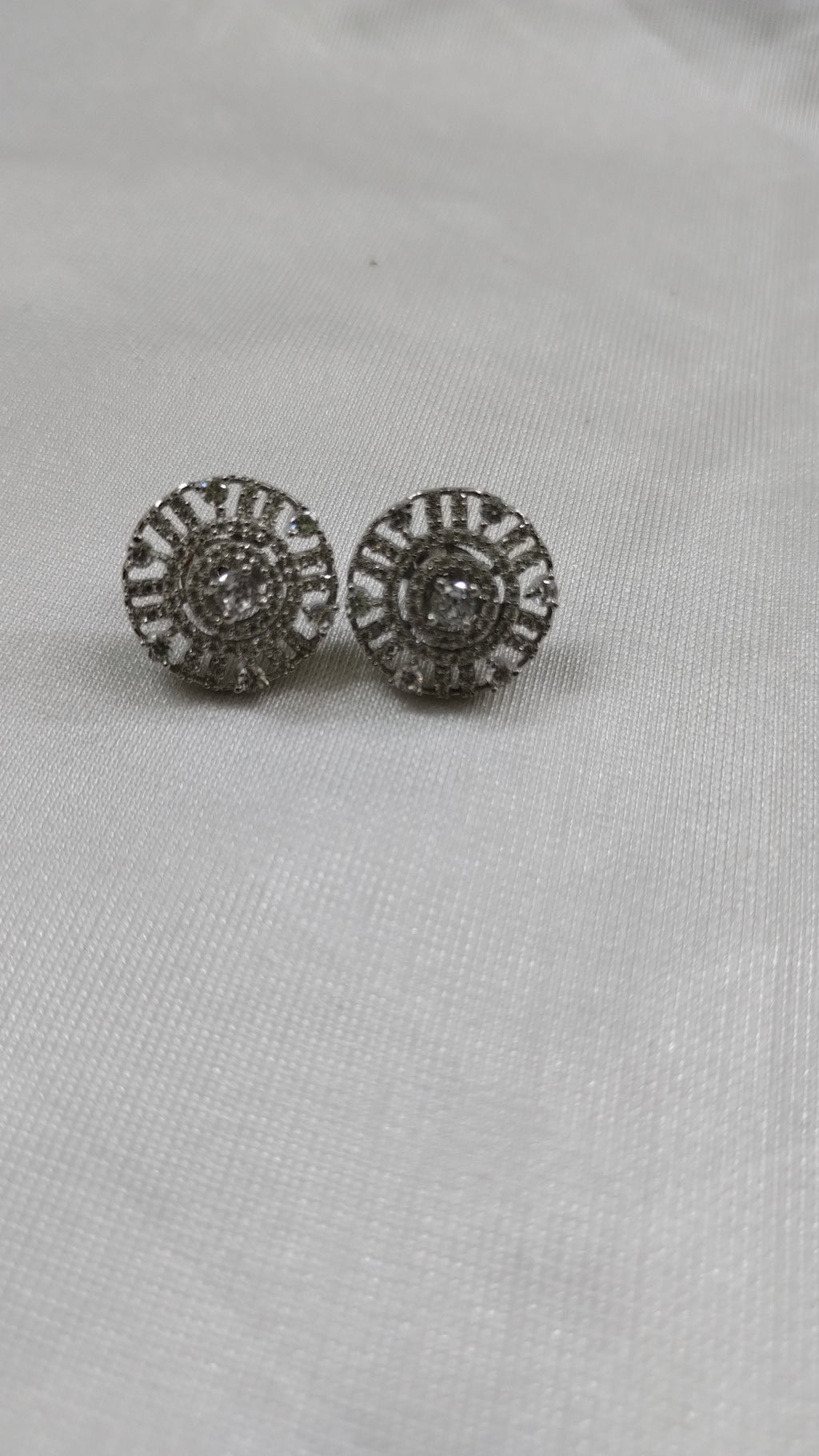 Silvme Pure 925 Sterling Silver Art Deco Concentric Circle CZ Stud Earrings — View 3
