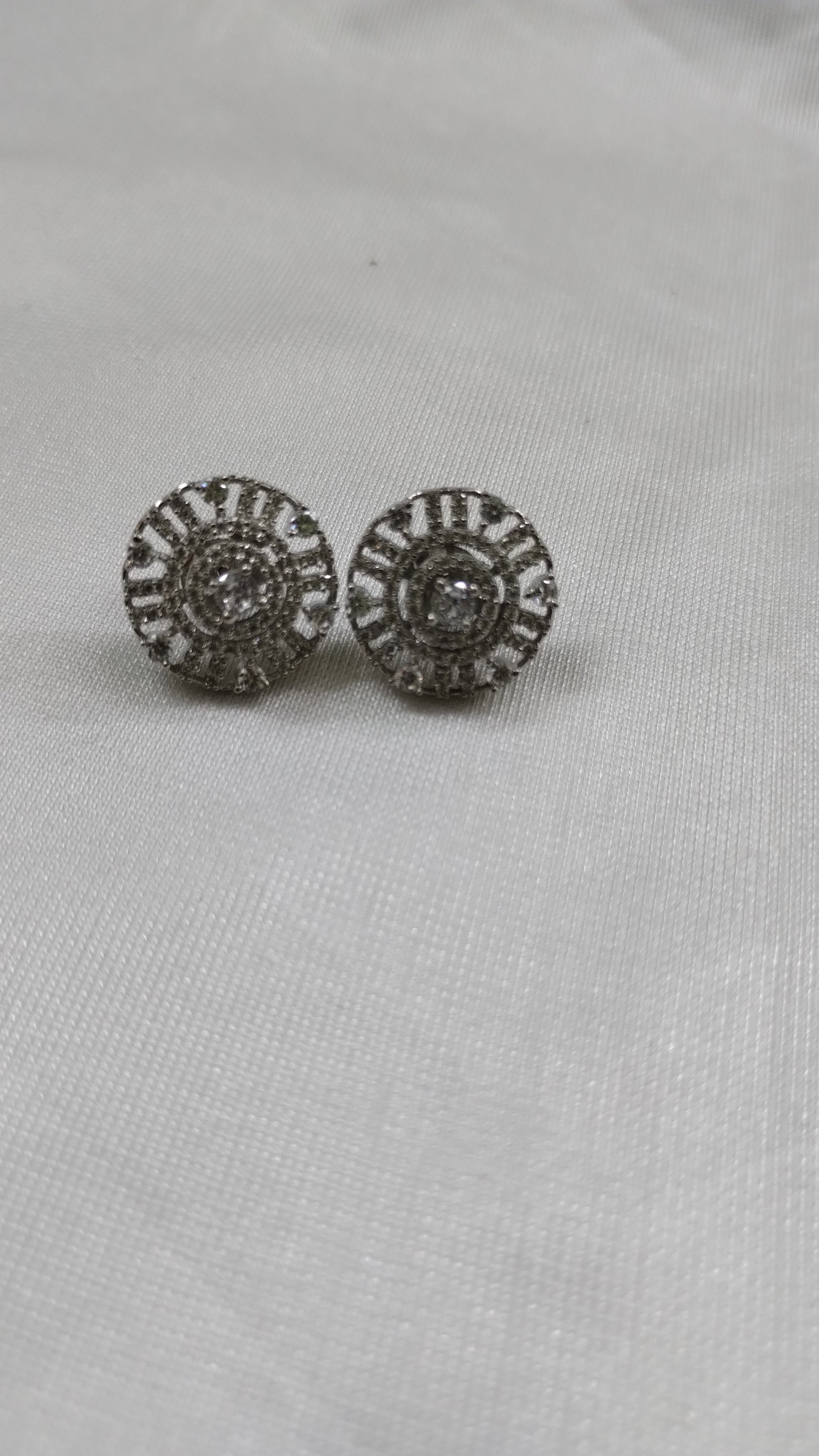 Silvme Pure 925 Sterling Silver Art Deco Concentric Circle CZ Stud Earrings — View 3