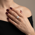 Silvme 925 Sterling Silver Classic Pearl Ring for Women, front view on white background