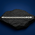 Link pattern and surface detail across the floral medallion link bracelet by Silvme