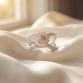 Buy two-tone floral halo statement 925 sterling silver ring for women online in India from Silvme