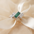 Buy green emerald-cut stone 925 sterling silver ring for women online in India from Silvme