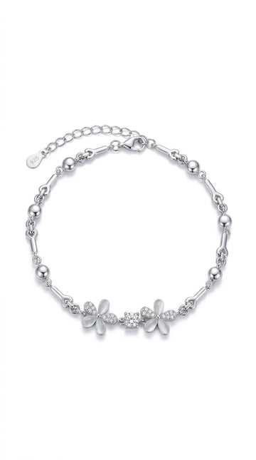 Silvme CZ Floral Bracelet in 925 sterling silver set with cubic zirconia, jewellery for women