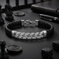 Full length of the everyday flat curb chain bracelet showing its polished silver-tone finish