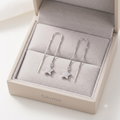 Stone-Set Pave Star Charm Threader Earrings, close-up detail