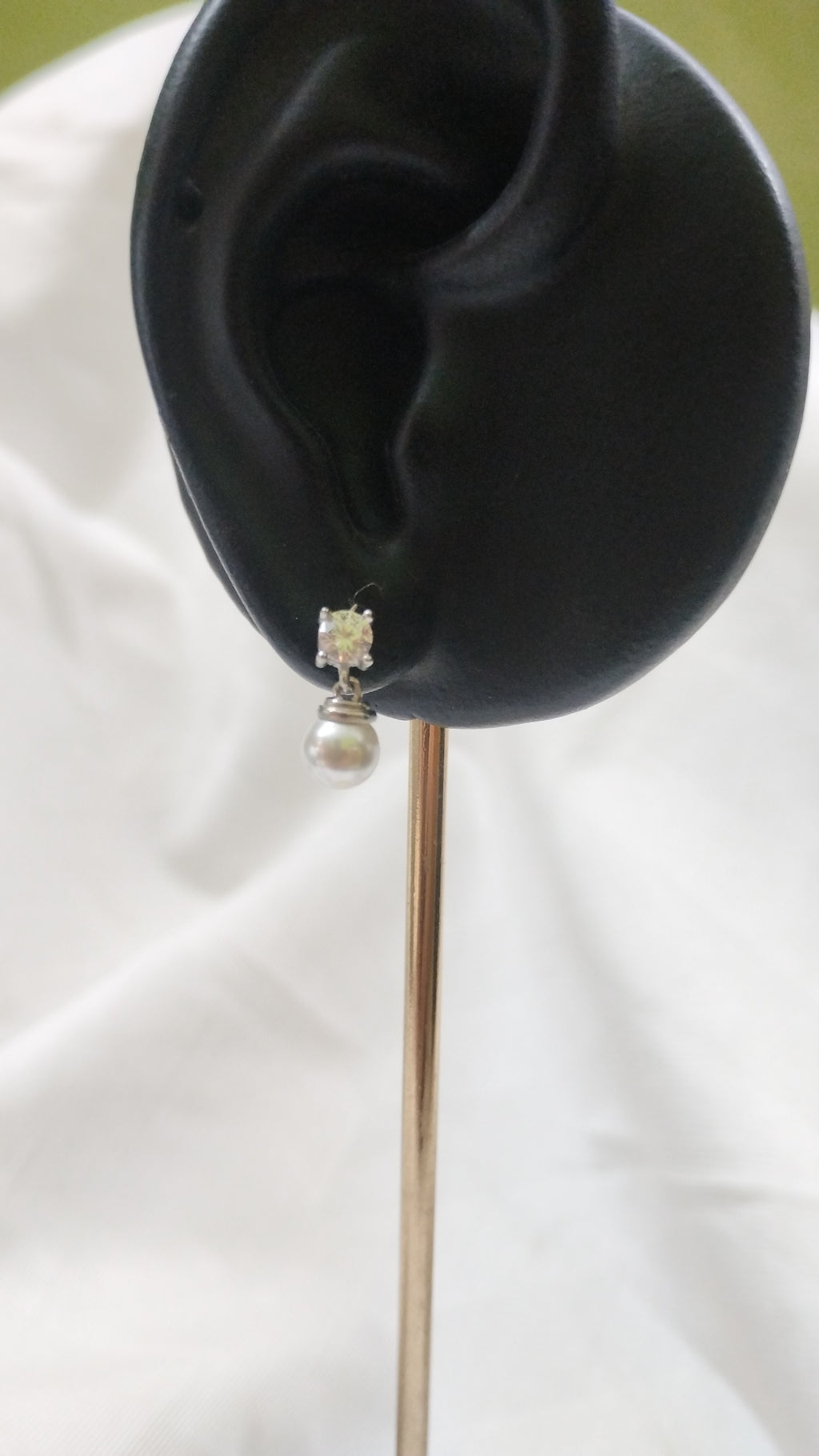 Silvme Pure 925 Sterling Silver CZ Solitaire Pearl Drop Stud Earrings — Front View