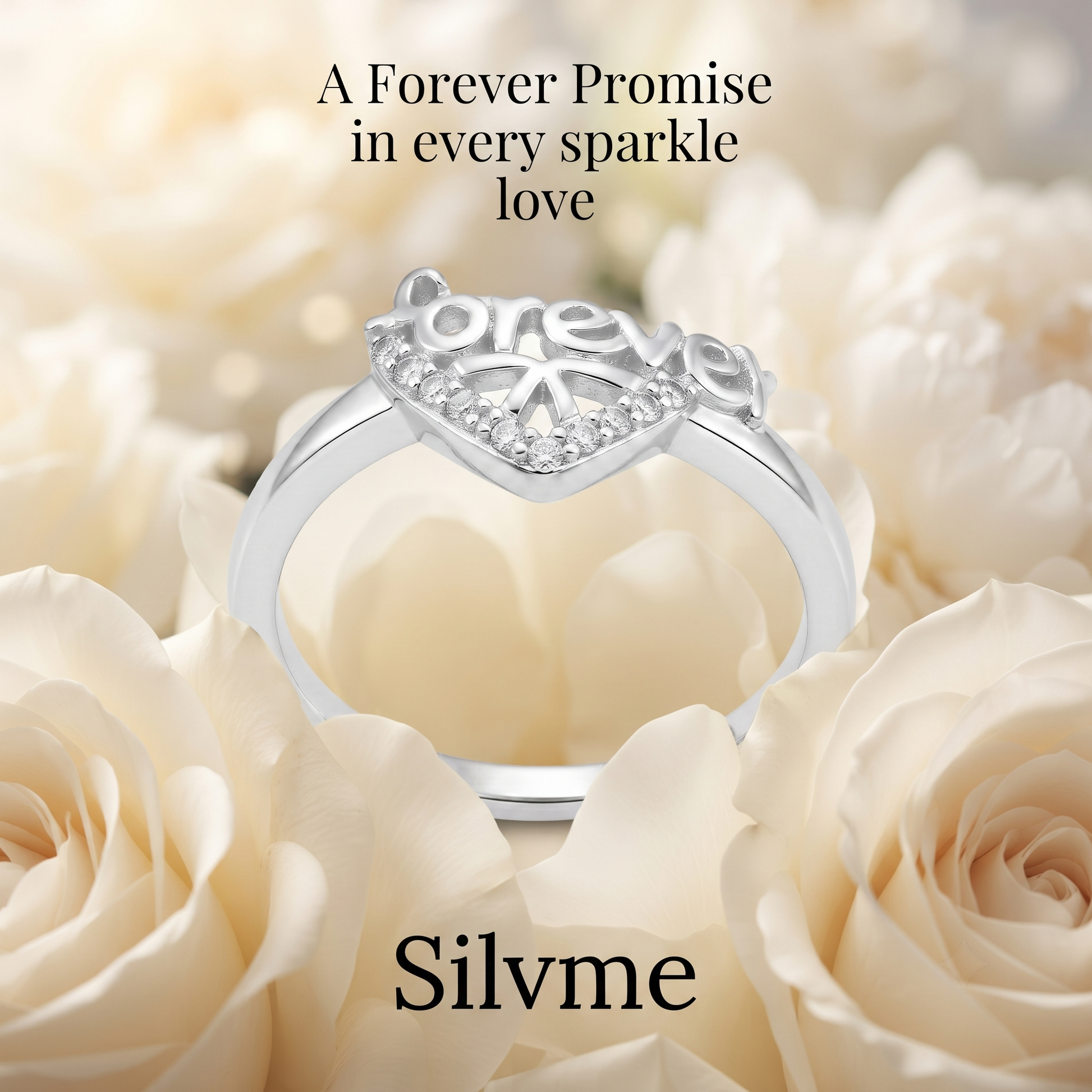 Silvme Chic Office 925 sterling silver ring for women — angled view
