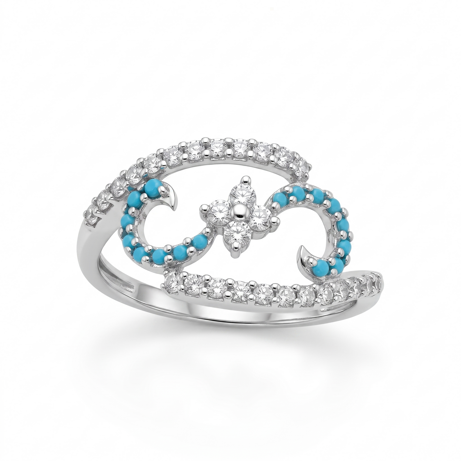 Silvme Knot Design 925 sterling silver ring for women — front view on white background