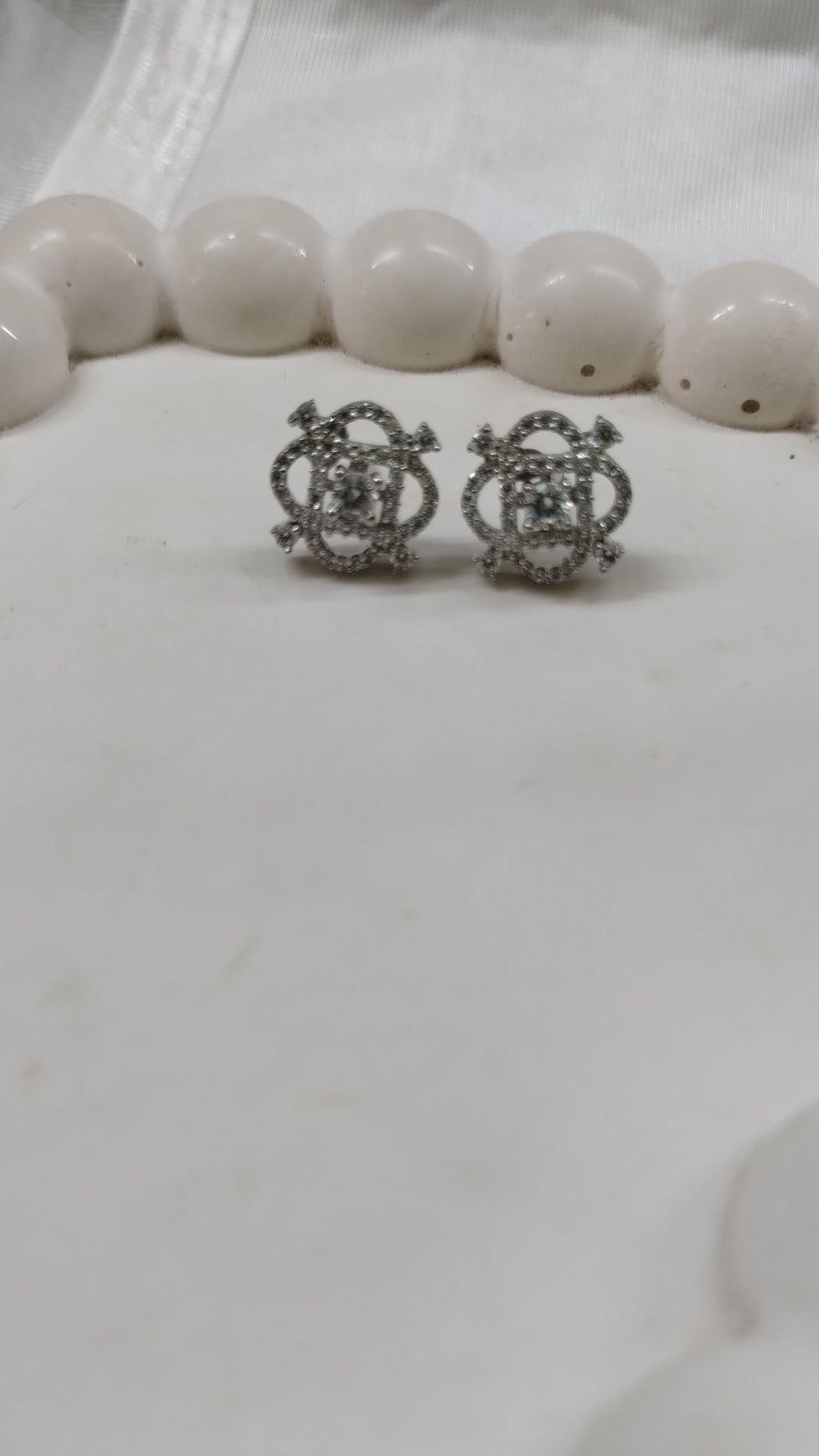 Silvme Pure 925 Sterling Silver Diamond Frame CZ Solitaire Stud Earrings — View 4