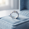 Comfort-fit 925 sterling silver blue stone link ring for women in Indian ring sizes