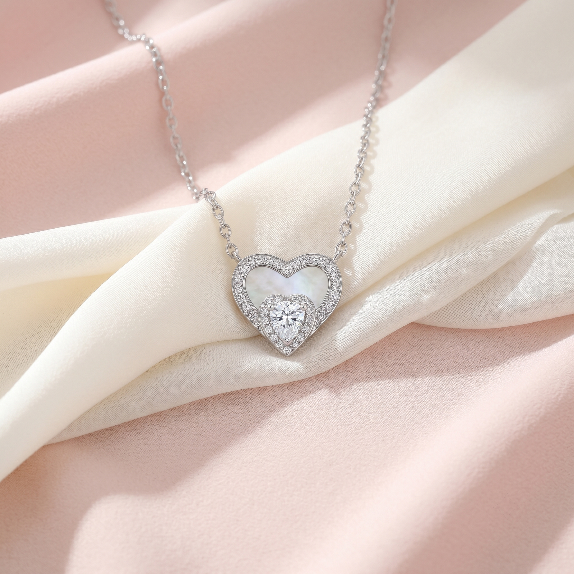 Detailed moon star styling on the Silvme Moon Star Pendant Necklace in polished 925 silver